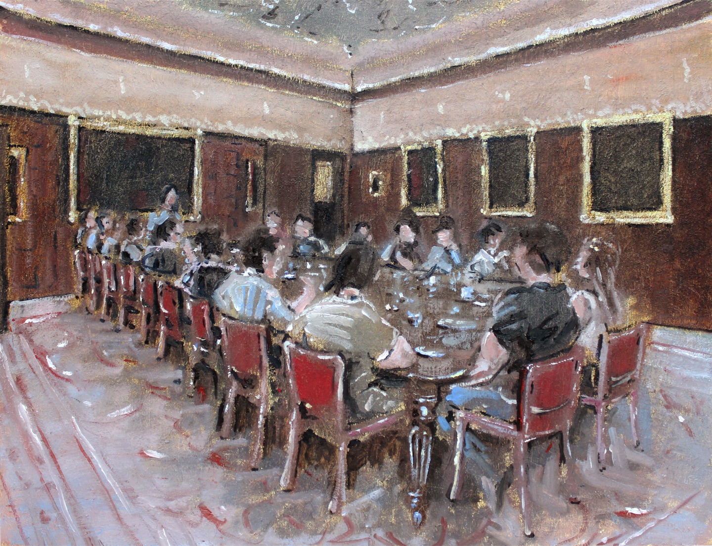 Live painting of the first Threshold dinner by Connor Phillips, 2026
